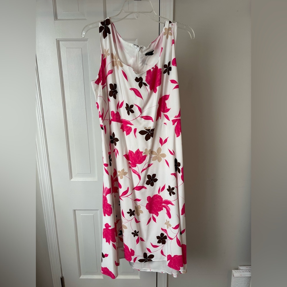 Ann Taylor Pink and Brown Floral Midi Dress
